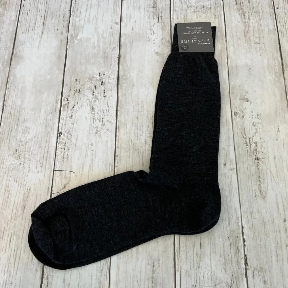 Nordstrom Men's Merino Wool Heather Gray Dress Socks Size 7.5-12.5 NEW NWT
